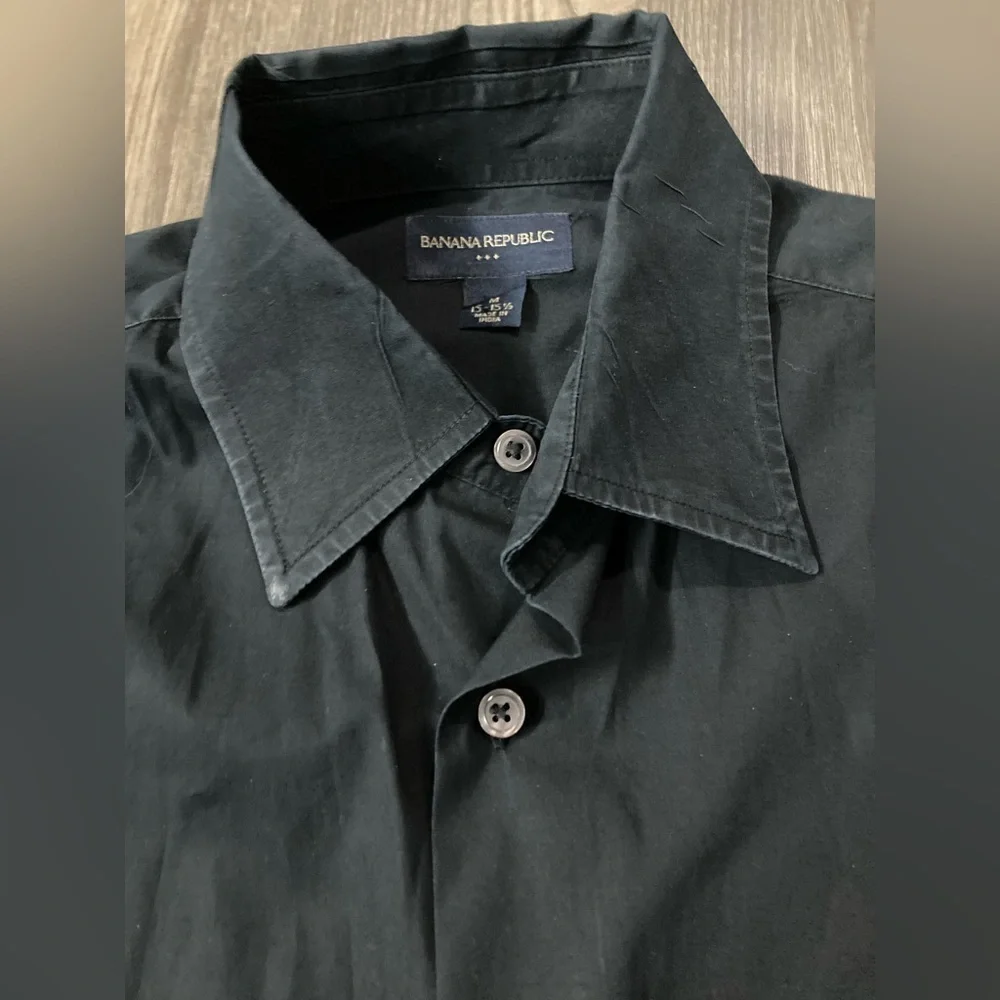Banana Republic‎ Black Medium Button Down Shirt 15-15.5